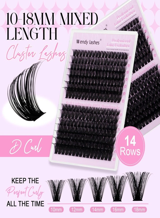 WENDY LASHES Lash Clusters 80D 100D Wispy Individual Lashes 280PCS D-Curly Volume Lash Extensions 10-18mm Natural DIY Cluster Lashes for Beginners(80D+100D,10-18mm,0.07D) - Image 2